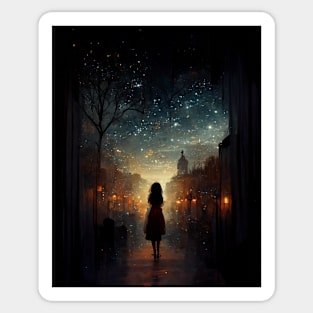 Girl Staring at the Stars - best selling Sticker